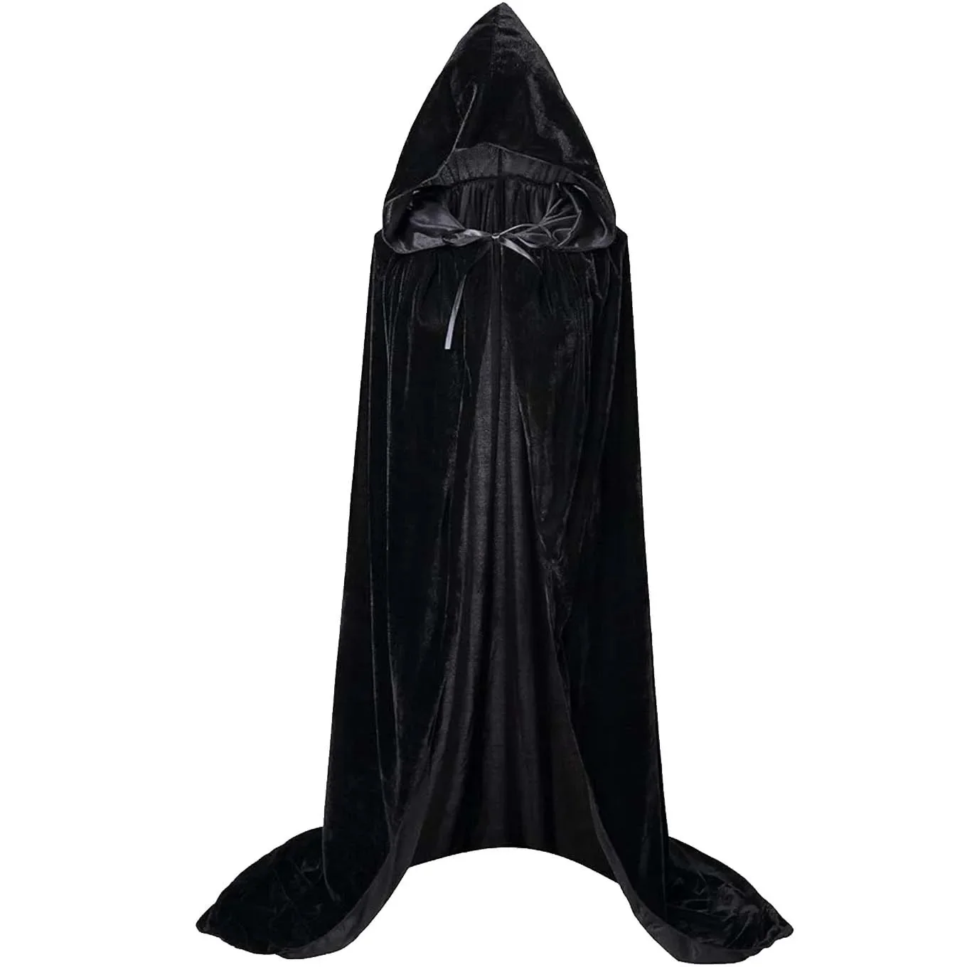 Świąteczny aksamitny płaszcz Halloweenowy Ponury Żniwiarz, długi płaszcz z kapturem, unisex, dla Diabła, Wiedźmy, Czarodzieja, na Boże Narodzenie, do cosplayu, średniowieczny płaszcz — 2