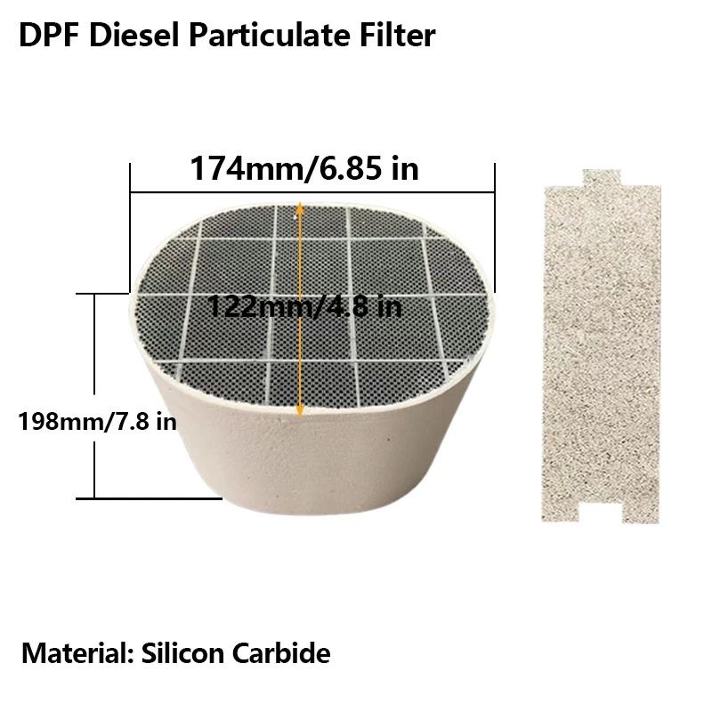 174*122*198mm SiC Diesel Particulate Filter Long Lasting DPF Diesel Particulate Filter Sic DPF for Duty Diesel Vehicle