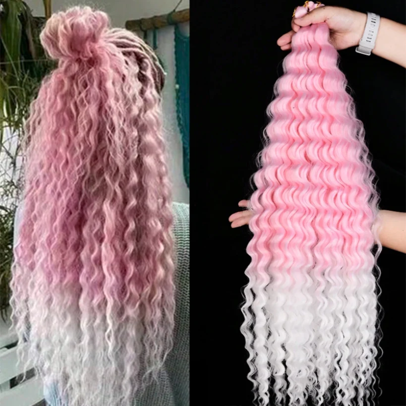 Synthetic Deep Wave Crochet Hair Braids Long Wavy Twist Braiding Hair Extensions Ocean Wave Curly Crochet Hair Braids For Women