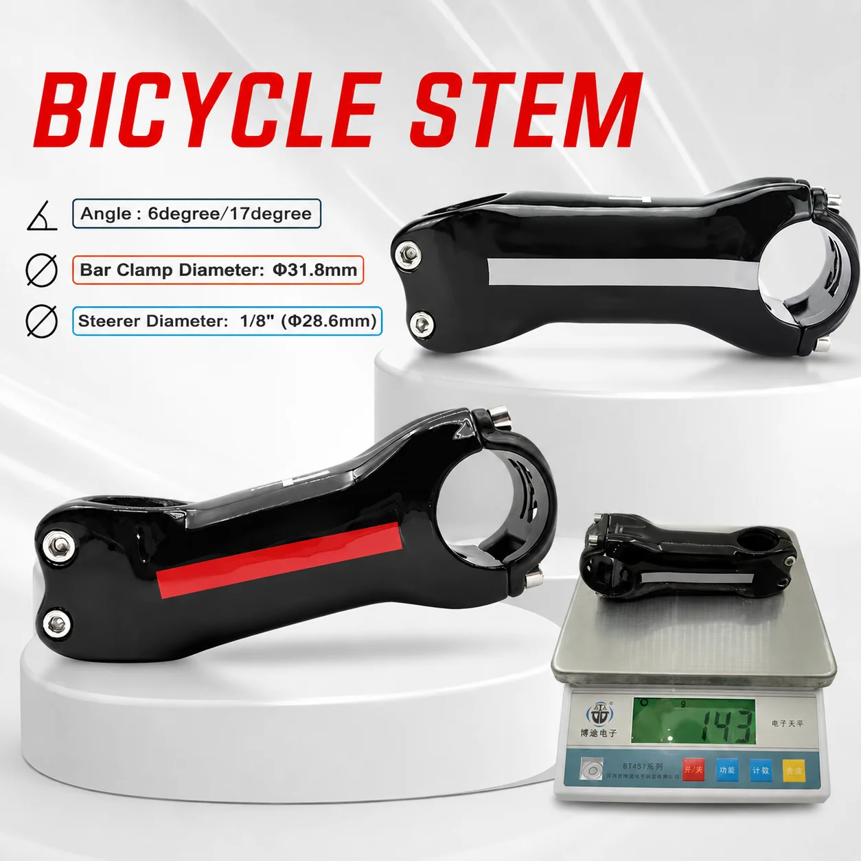 

T800 Carbon MTB Road Bike Stem 31.8mm Clamp 28.6mm Steerer 6° 17° Angle Carbon Fiber Bicycle Handlebar Stem 60-120mm