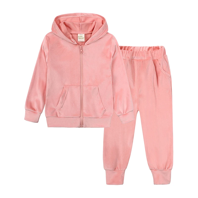 2024 kinder Jungen Mädchen Hoodies Samt Anzug Kleidung Solide Lösen Sweatshirt + Hosen Frühling Herbst Set Kleinkind Kinder Sport Outfits – Detail 2