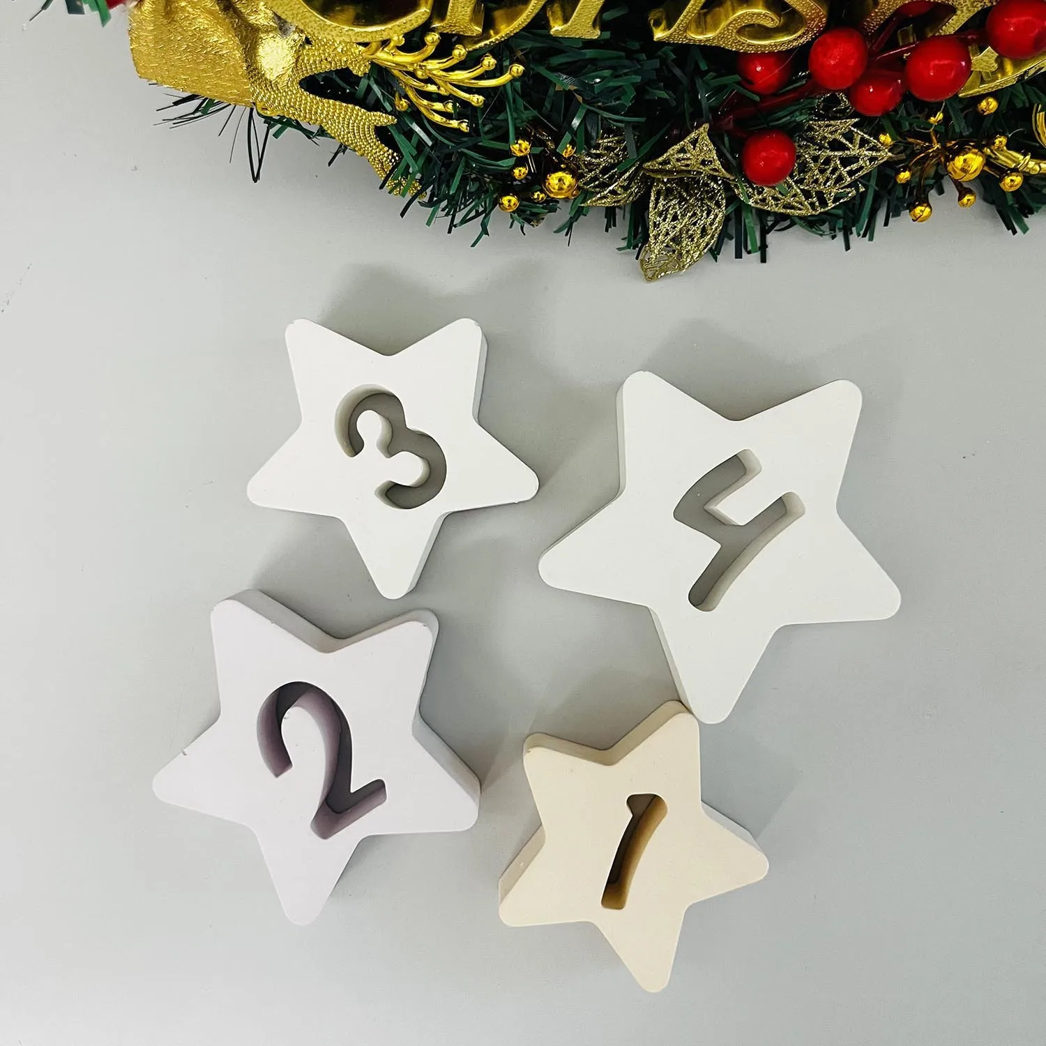 Five-pointed star 1234 silicone mold Christmas 1234 mold five-pointed star decoration plaster mold cement mold Home Decor