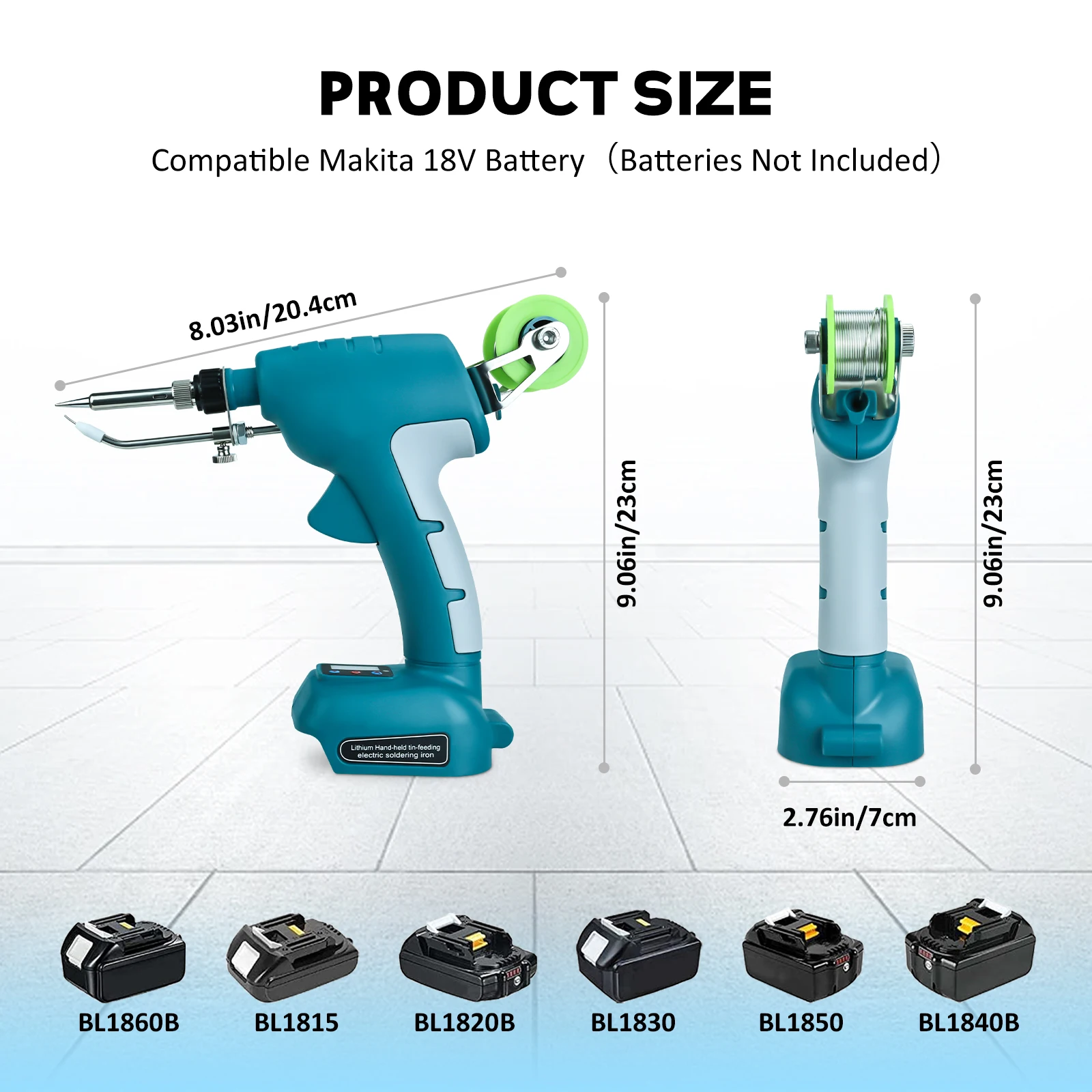 75W Cordless Soldering Iron Kit for Makita 18V Battery LED Digital Soldering Gun with 5pcs Tips & 50g Solder Wire (No Battery)