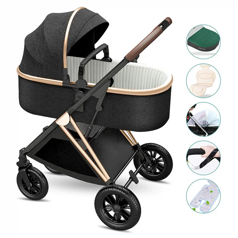 New Baby Stroller 2 in 1 High Landscape Stroller  Baby Carriage Foldable Stroller Baby Bassinet  Newborn