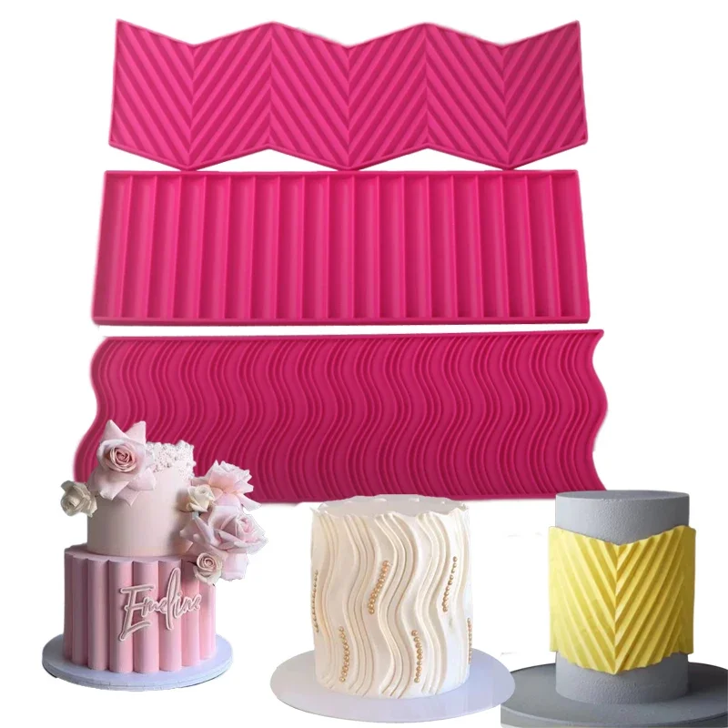 Grand moule de décoration de bord de gâteau rectangulaire, moules à gâteaux en Silicone, moules à Fondant, tapis en dentelle Sugarcraft, outils de décoration de bordure