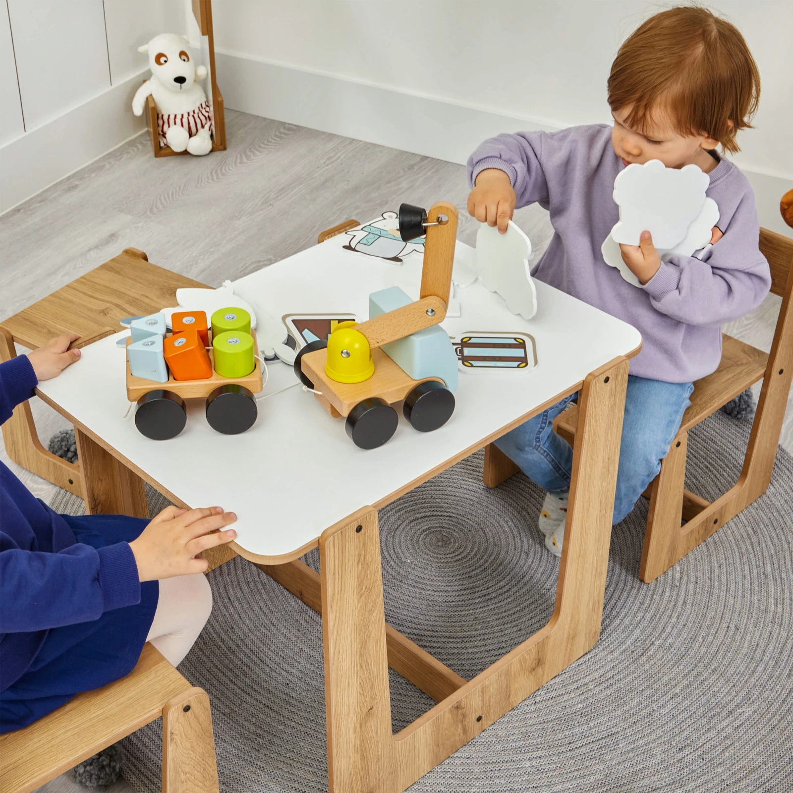 Table Et Chaise Montessori Enfant En Bois - Rangement Intégré, Bords Arrondis, Pour 2-8 Ans (40x38 Cm) - 5