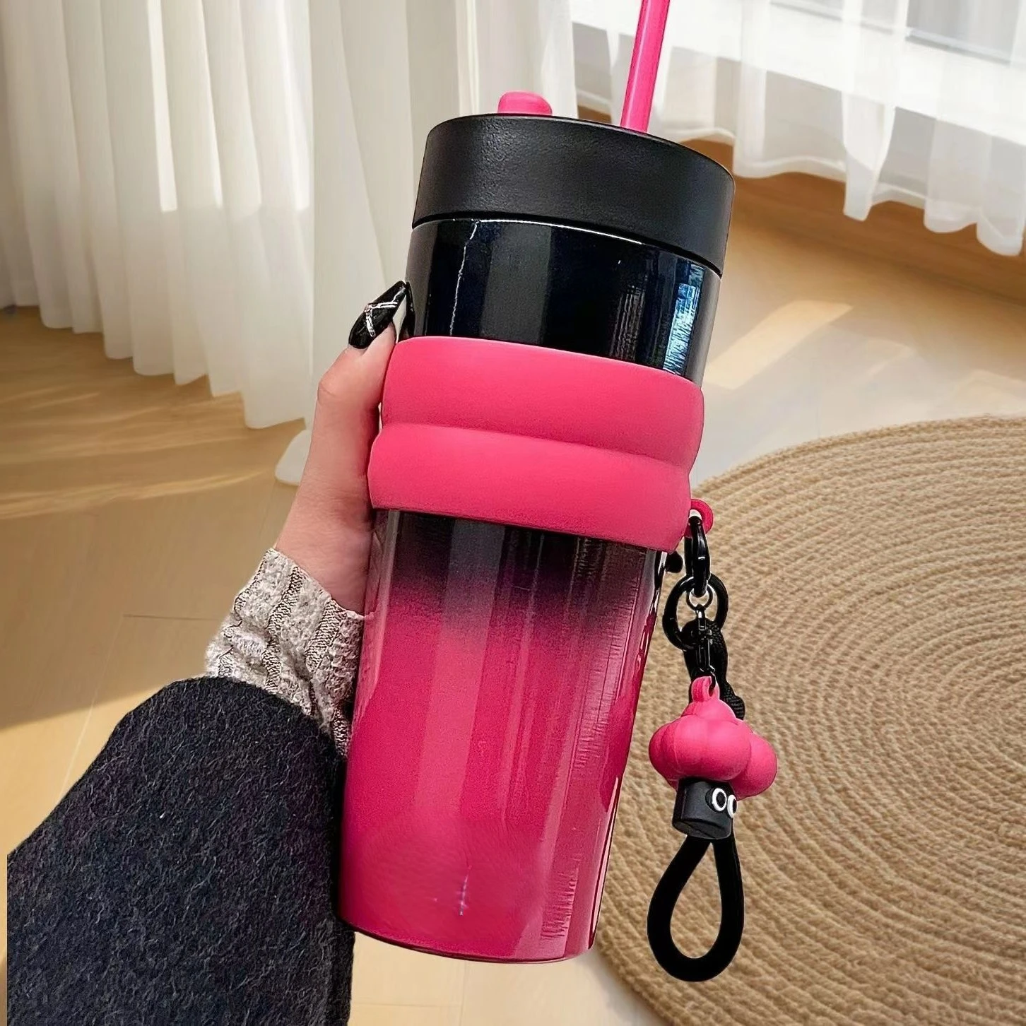 710mL large capacity water bottle for warm car Office pink Red Black 1 piece kitchen supplies airtight storage/lunch bag water bottle/water tall/tumbler tumbler/Shaker