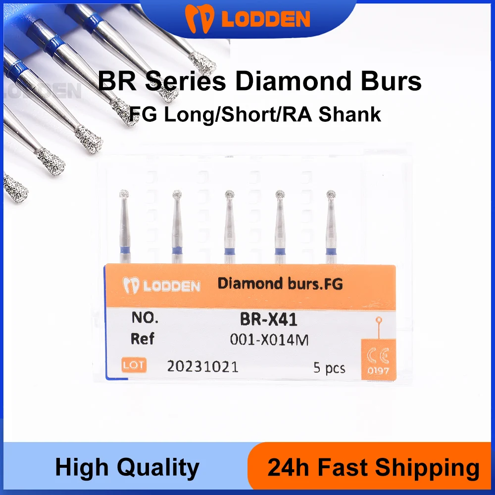 

Lodden 10 Pcs/Set BR Series Dental Diamond Burs FG Long/Short/RA Shank Drills For High Speed Handpiece Polishing Tools