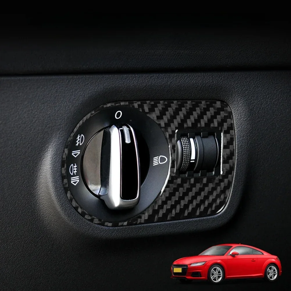 Couverture de cadre de bouton de commutateur d'éclairage de sauna de voiture en fibre de carbone, autocollant intérieur de garniture, accessoires pour Audi TT MK1 8N 8j MKree 2008-2014