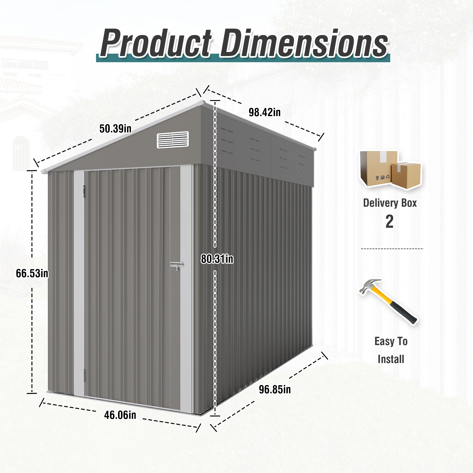 Campcraft Optional Two-Color Storage Shed, Single Hinge Door with Sloping Roof, Solid Structural Design, Good Ventilation, Surface with Protective Film, and Suitable for Various Scenarios