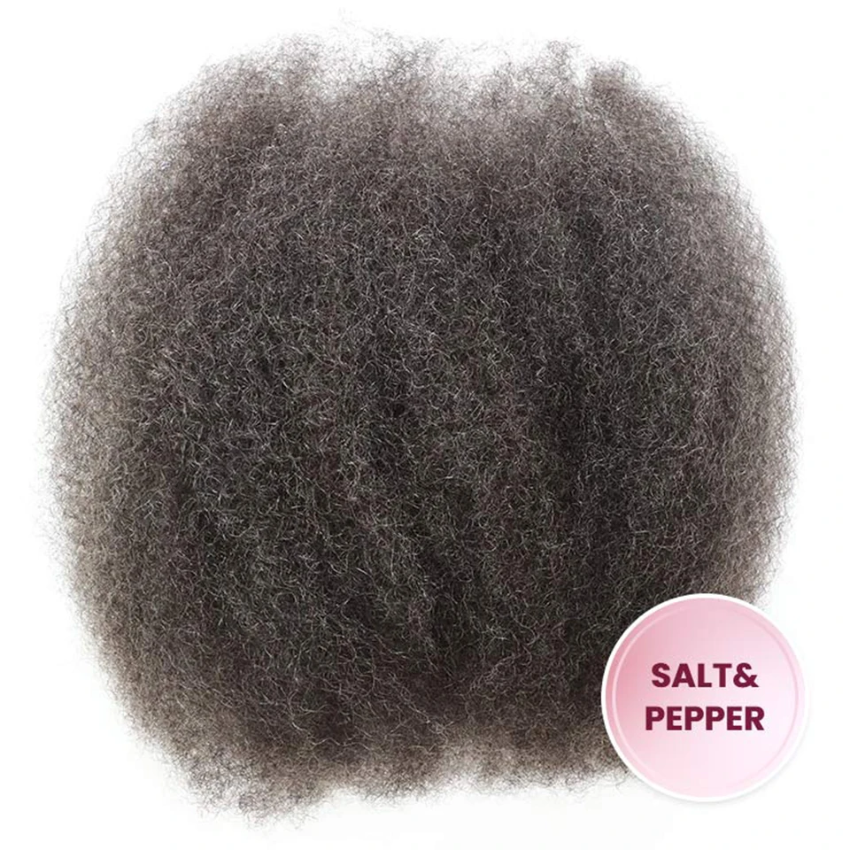 Cabelo humano elegante para trançar, sal pimenta, cinza, Afro Kinky Bulk, sem apego, Dreadlock brasileiro