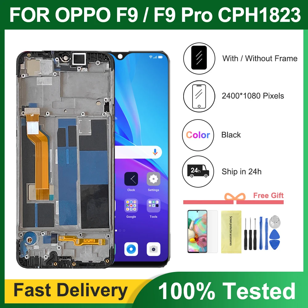 6.3\'\' Display For OPPO F9 LCD Screen Touch Digitizer With Frame Assembly For OPPO F9 Pro CPH1823 CPH1881 CPH1825 LCD Screen