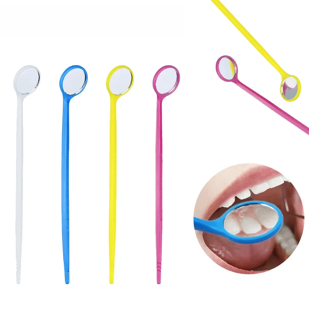 Miroir buccal dentaire jetable en plastique, 50 pièces, réflecteur multifonction pour dentiste, examen Oral, soins d'hygiène, outils de blanchiment des dents