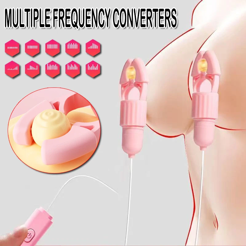 

12 Modes Electric Nipple Clamp Breast Massage Vibrator Enhancer Bondage Adult Stimulator Sex Toys For Women Couples Female