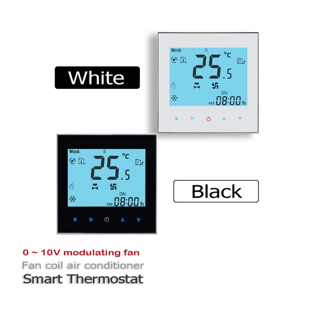 Termostat AC Kipas 0-10V, Termostat Manual/Modbus RS485/Tuya WIFI Tiga Versi untuk Pemanasan Sakelar Katup Pendingin