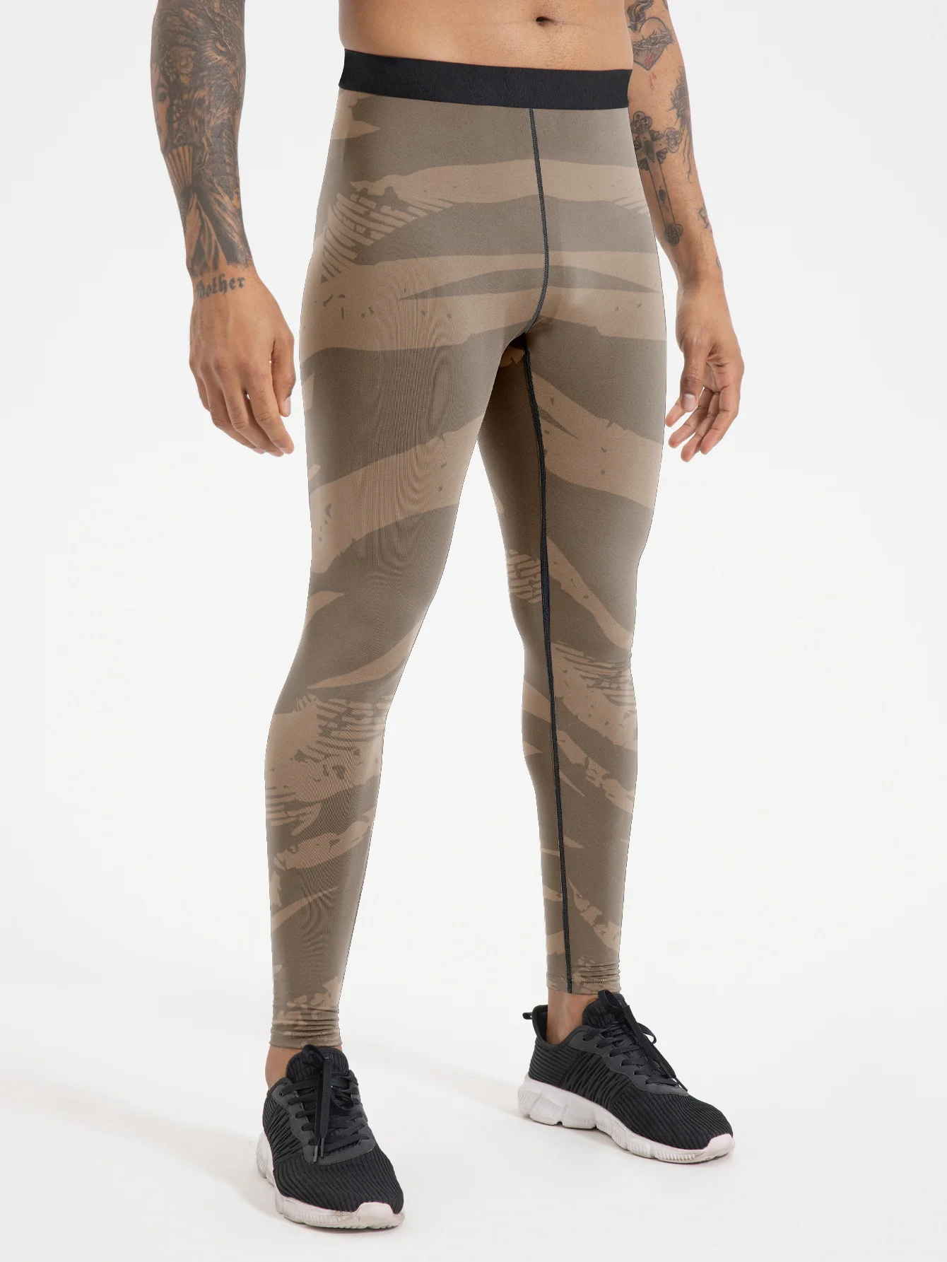 سراويل ضغط رياضية للجري واللياقة البدنية للرجال مطبوعة، مرنة قابلة للتنفس، ماصة للرطوبة، سريعة الجفاف، كرة السلة للياقة البدنية