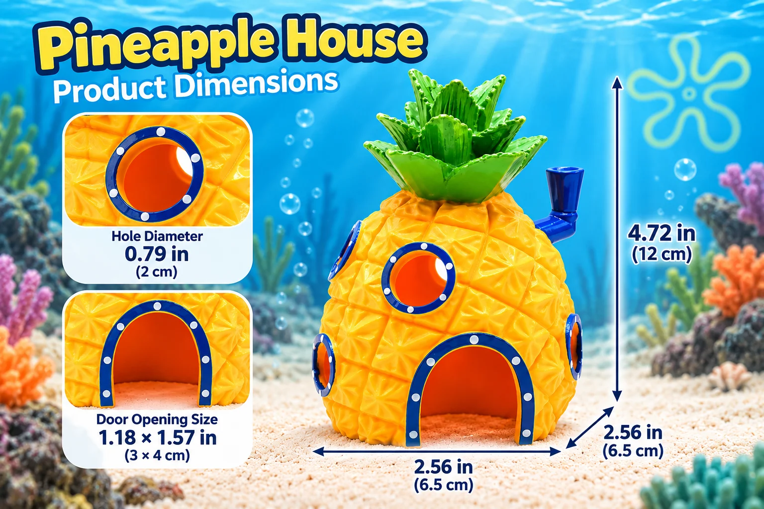 Ananas-Haus Aquarium-Dekoration Fischbecken-Ornament Harz-Versteckhöhle Fischschutzhaus Aquascape Landschaftsdekoration Desktop-Aquarium – Detail 2