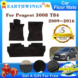 For Peugeot 3008 T84 2009~2016 2010 2011 2012 Car Floor Mats Rugs Panel Footpads Carpet Cover Cape Foot Pads Sticker Accessories