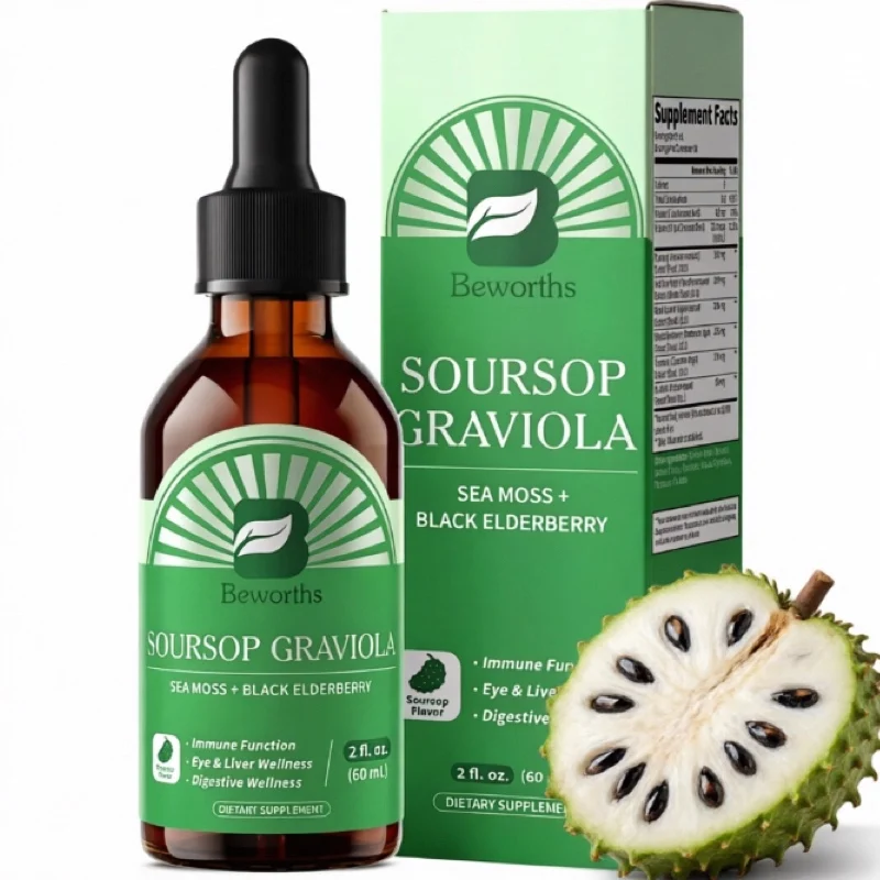 BEWORTHS 60ML Soursop Bitters Liquid Drops Supports Antioxidant, Slowing Cell-Aging, Gut Cleanse, Detox & Immunity Health