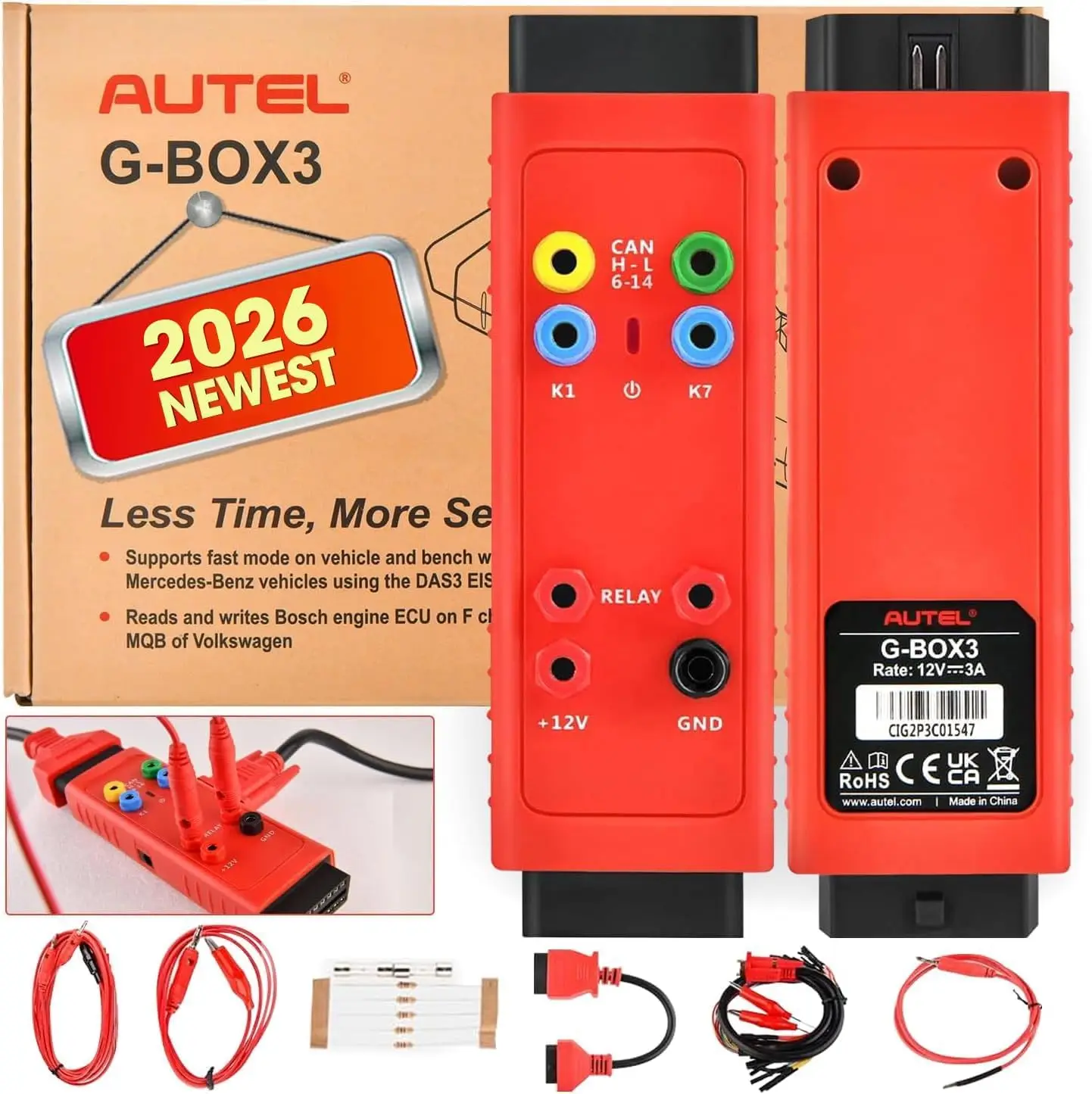 Autel GBOX 3 Accessoire Gereedschap GBOX3 Sleutelprogrammeringsadapter voor Mercedes-Benz voor BMW, werkt met Autel OTOFIX IMMO Scanners