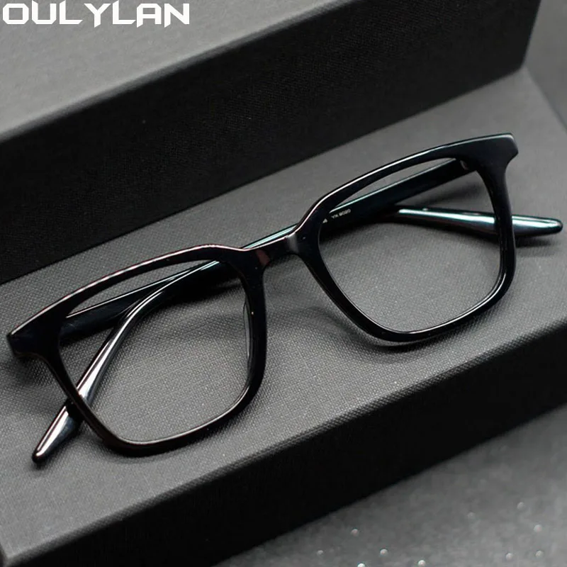 Oulylan Anti Blue Light TR90 Glasses Frame Women Men Retro Square Optical Myopia Frame Fashion Prescription Spectacles Frames