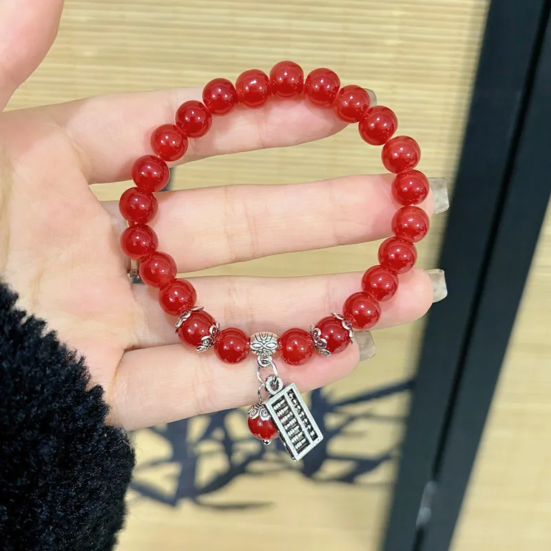 Natural Stone Agate Amethyst Abacus Beaded Bracelet Men and Women Harajuku Cute Magnetic Health Protection Fashion Jewelry Gifts