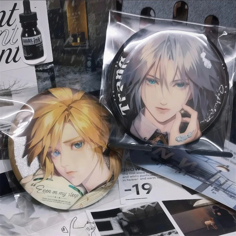 Game FF7 Cloud Strife Sephiroth Cosplay Badge Brooch Lapel Pins Figure Bag Backpack Clothing Jewelry Halloween Accessories Prop