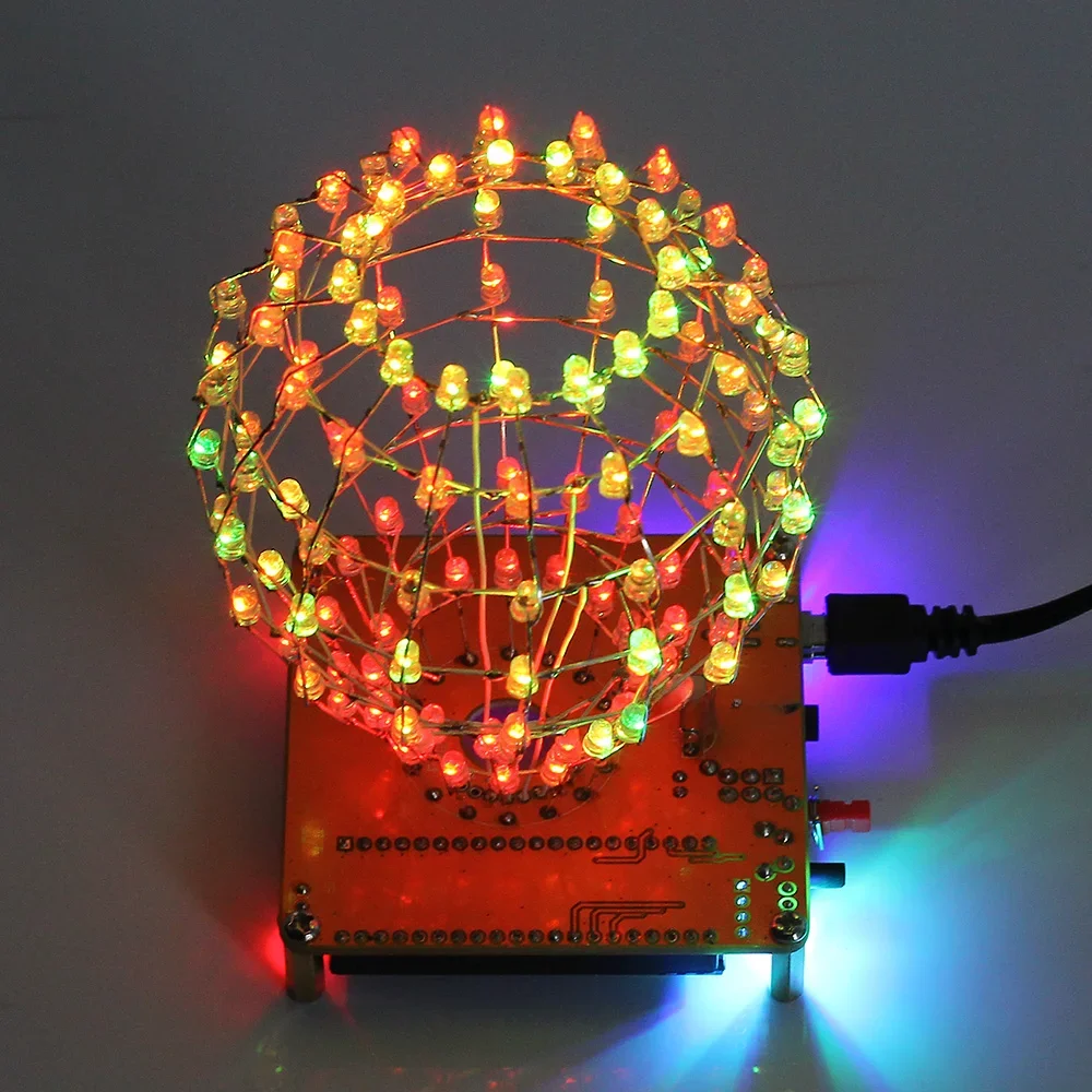 RGB LED Cubic Ball elektroniczny zestaw zrób to sam kolorowe diody LED Cubeeds komponenty lutowanie projekt Practice Suite walentynki prezent — zdjęcie 2