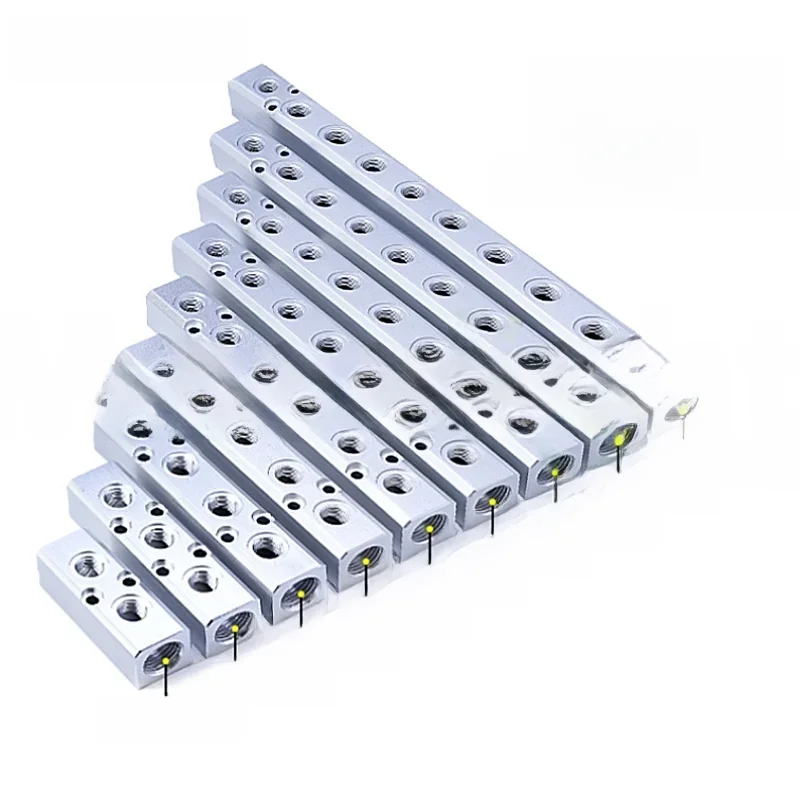 Prise de base de collecteur de connecteur multiple en aluminium, distributeur pneumatique de source d'air, ligne multiple de gaz de bsp 1/4 "1/2", AL-2/3/4/5