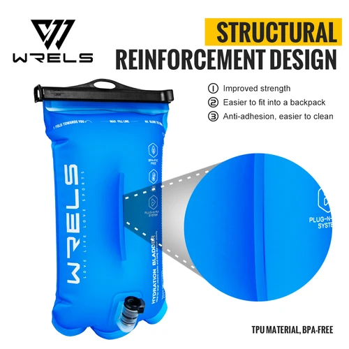 Imagen 2 del producto WRELS-Paquete de hidratación para vejiga de agua deportiva, bolsa de almacenamiento sin BPA, portátil, de calidad alimentaria, para beber al aire libre, para acampar