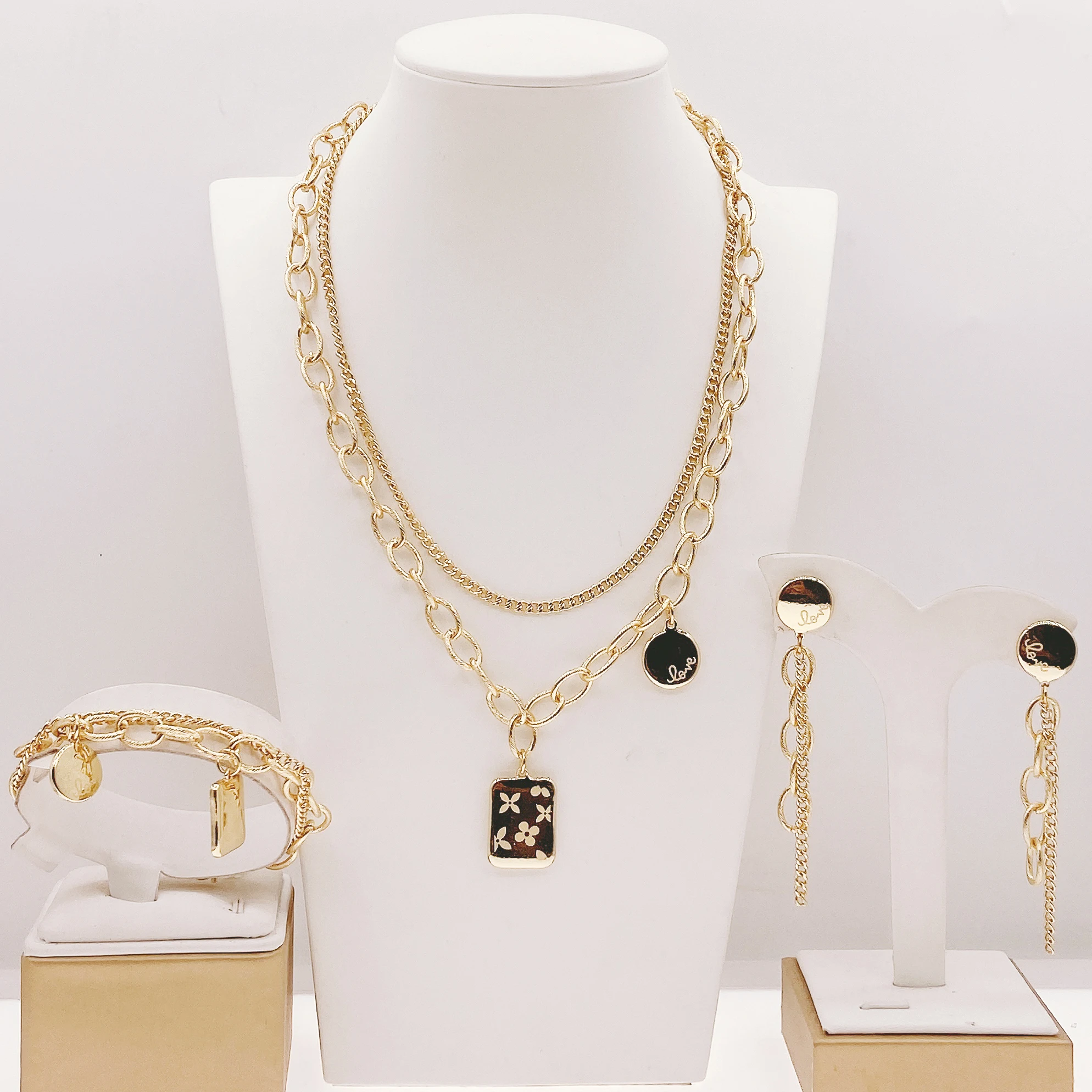 Yulaili Long Chain Necklace Earrings Jewelry Sets for Women Gold Plated Jewel Wedding Daily Luxury Wear Naija Dubai Jewelry