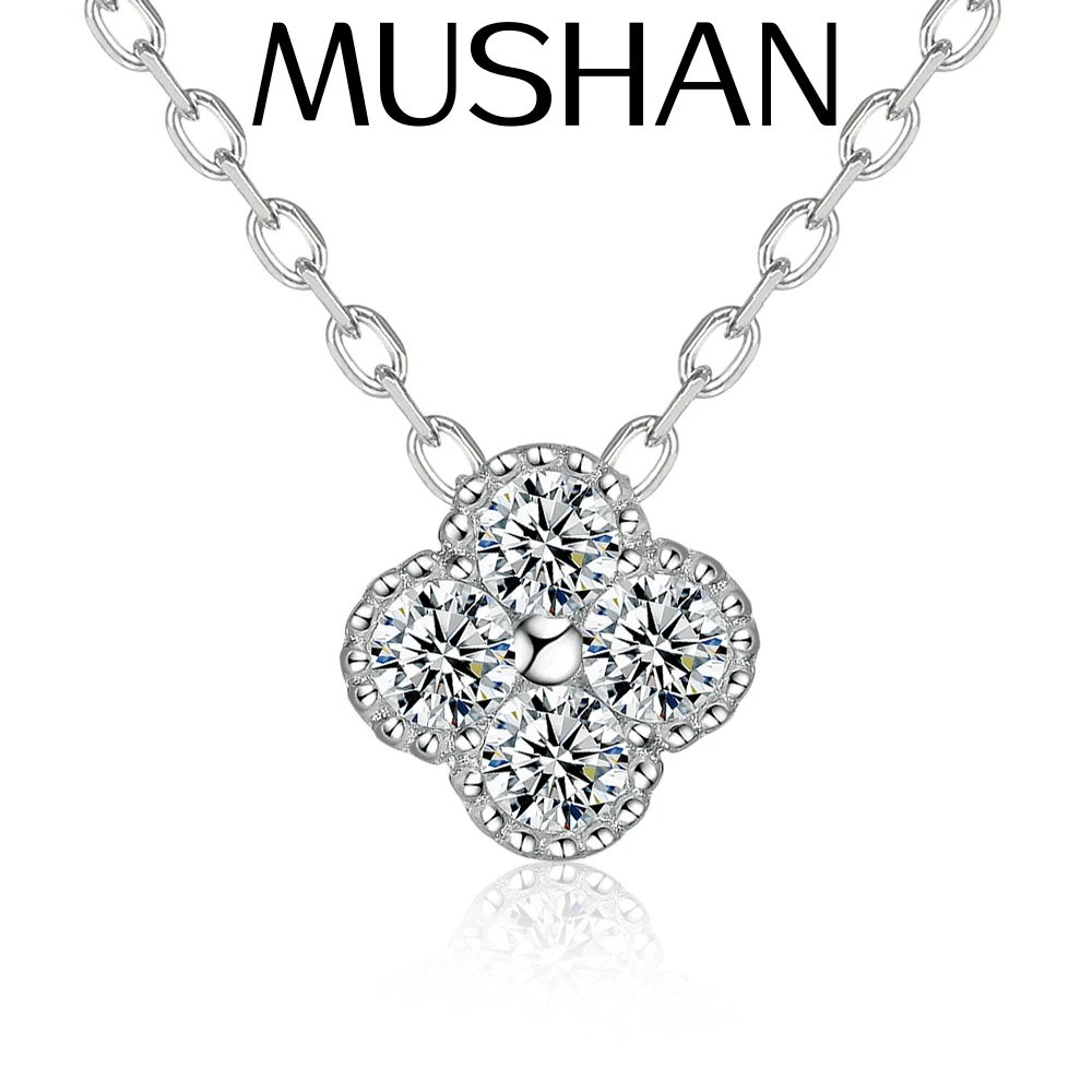 

MuShan Brand Jewelry 925 Sterling Silver Necklace Zircon 7A Heart Daytime for Women 18K Gold Plated Premium Jewelry Pendant