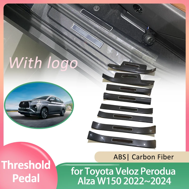 Car Door Sill Scuff Plate for Toyota Veloz Perodua Alza W150 2022~2024 Guards Welcome Pedal Threshold Cover Sticker Accessories