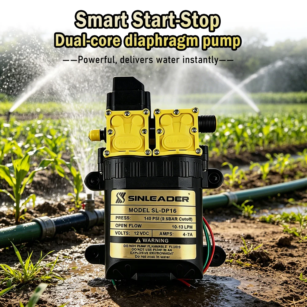 Bomba de Agua Eléctrica Inteligente de Alta Presión de 12 V y 7 A, 10-13 L/min, Bomba de Diafragma de Doble Núcleo, Bombas Pulverizadoras de Agua, Bombas Agrícolas