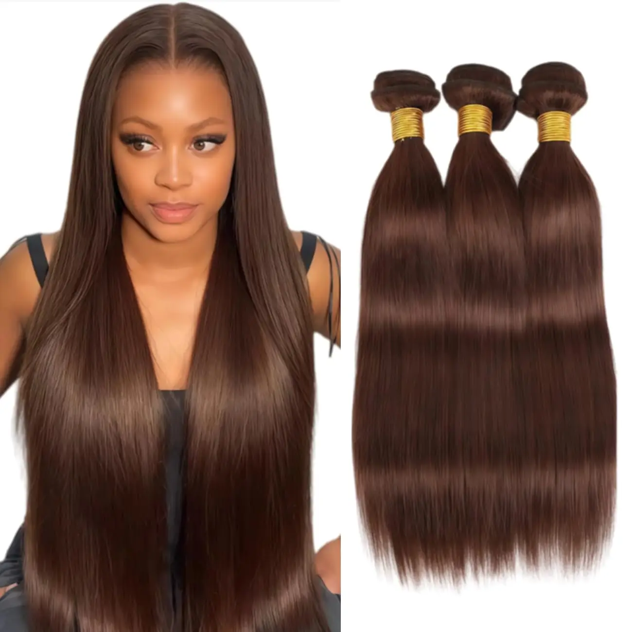 #4 Bundles Human Hair Chocolate Brown Straight Bundles 18 18 20 20 Inch Dark Brown Unprocessed Virgin Human Hair Extensions 4 Bundle
