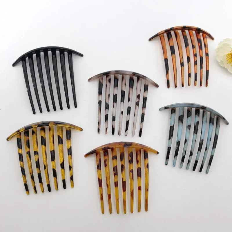 Harajuku Boutique laque 7 dents anti-dérapant en plastique léopard peigne à cheveux rétro coiffure mode tempérament femmes cheveux accessoires