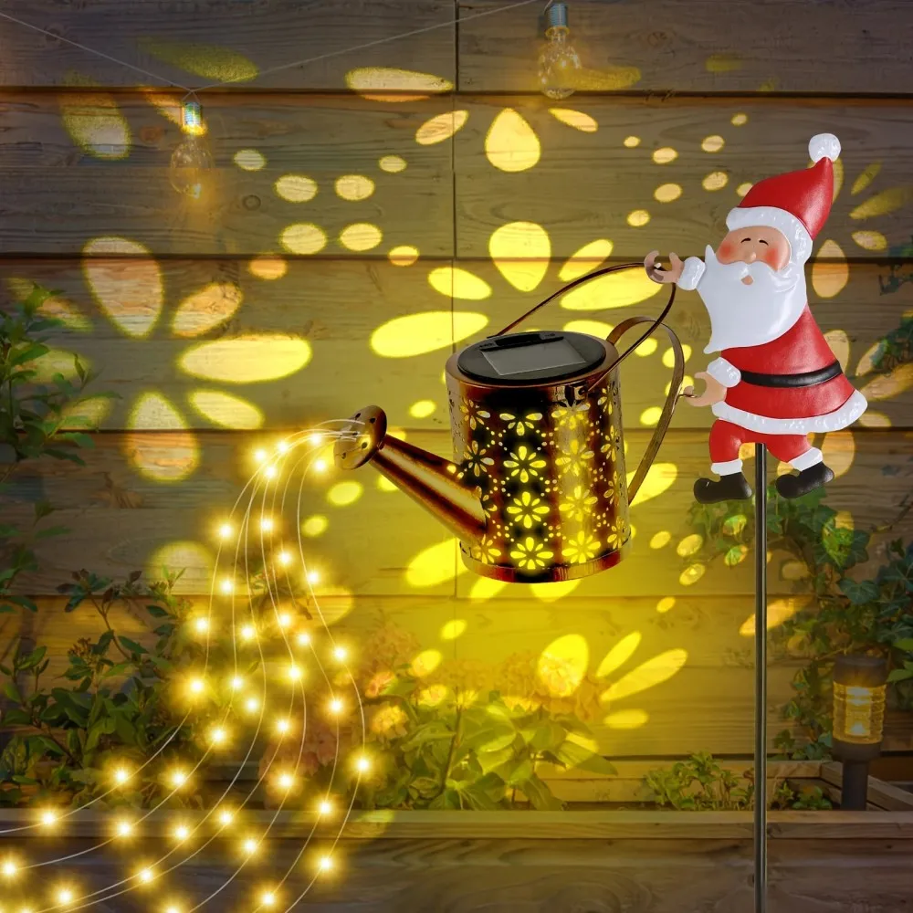 Claus arrosoir solaire avec lumières bricolage cascade lumière jardin décor lanterne extérieure étanche cour décor de noël lampe solaire