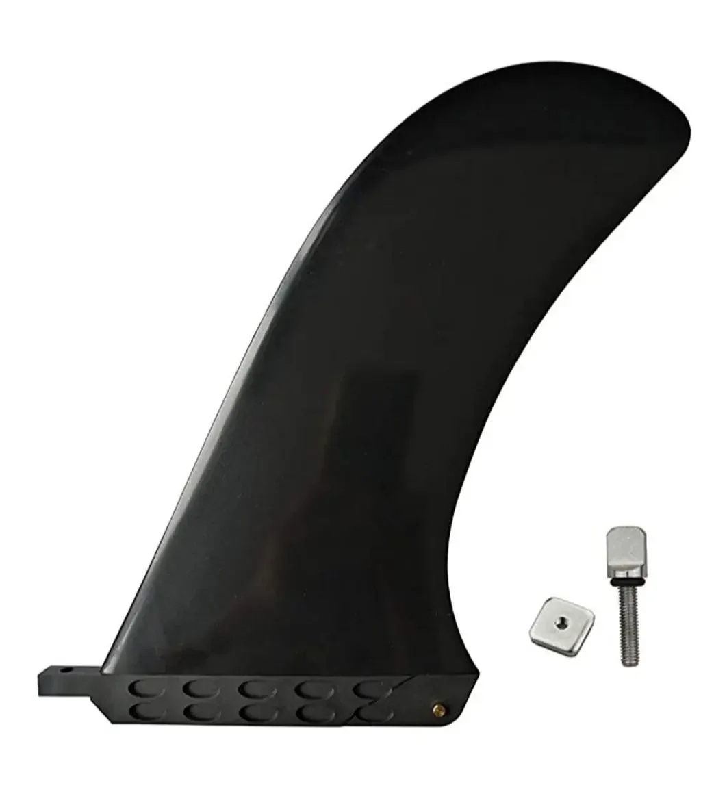 Aileron de surf/sup/paddle fin/Longboard, 9.5 pouces, ailettes simples en nylon et plastique, couleur noir/blanc