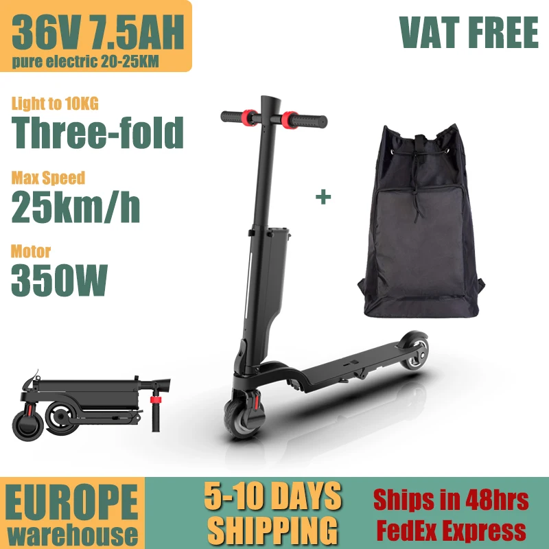 HX X6 Elektrische Scooters voor Volwassenen 350W 36V7.5AH Drievoudig Opvouwbare Elektrische Scooters Opvouwbare Rugzak E-Scooter Smart App Besturing 25km/u
