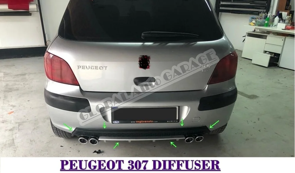 For Peugeot 307 Diffuser 2001 2002 2003 2004 2005 2006 2007 2008 Rear Bumper Extension Attachment Car Styling Auto Universal