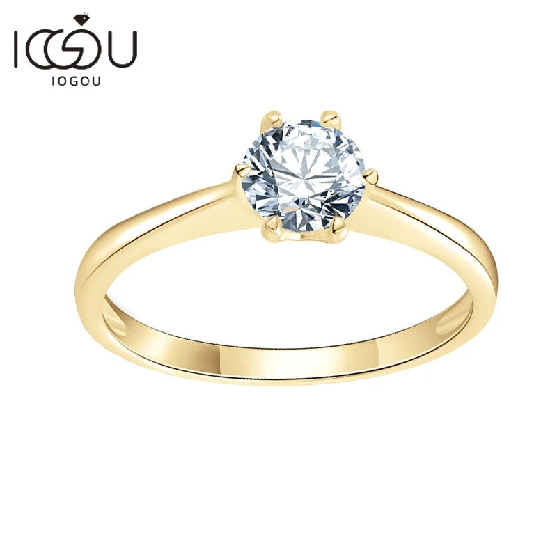 

100% 10K Solid Yellow Gold Engagement Wedding Ring 0.6ct Solitaire Moissanite Rings Band Jewelry for Women Support Customization