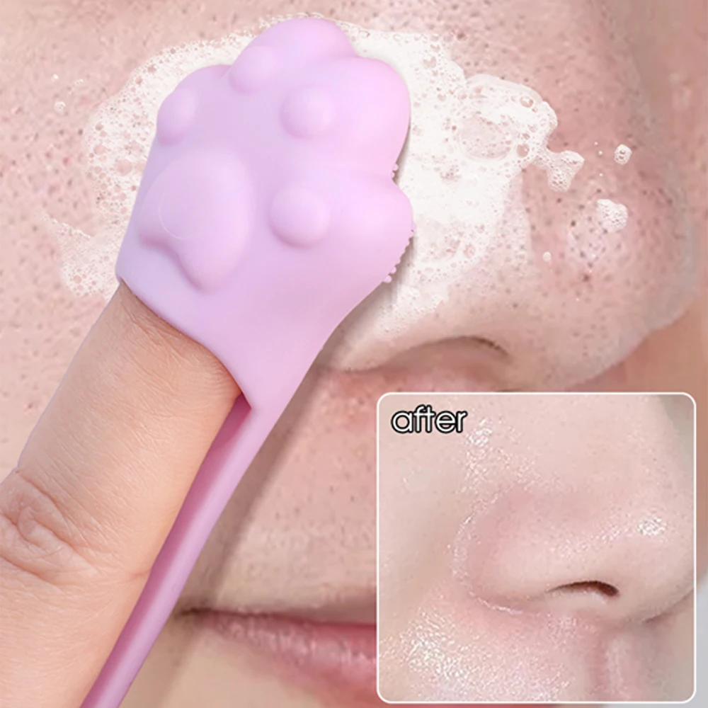 Silicone Nose Brush Face Cleanser Skin-Friendly Nose Cleaner Blackhead Removal Brush Tool Cat Claw Shape Finger Massage Brushes