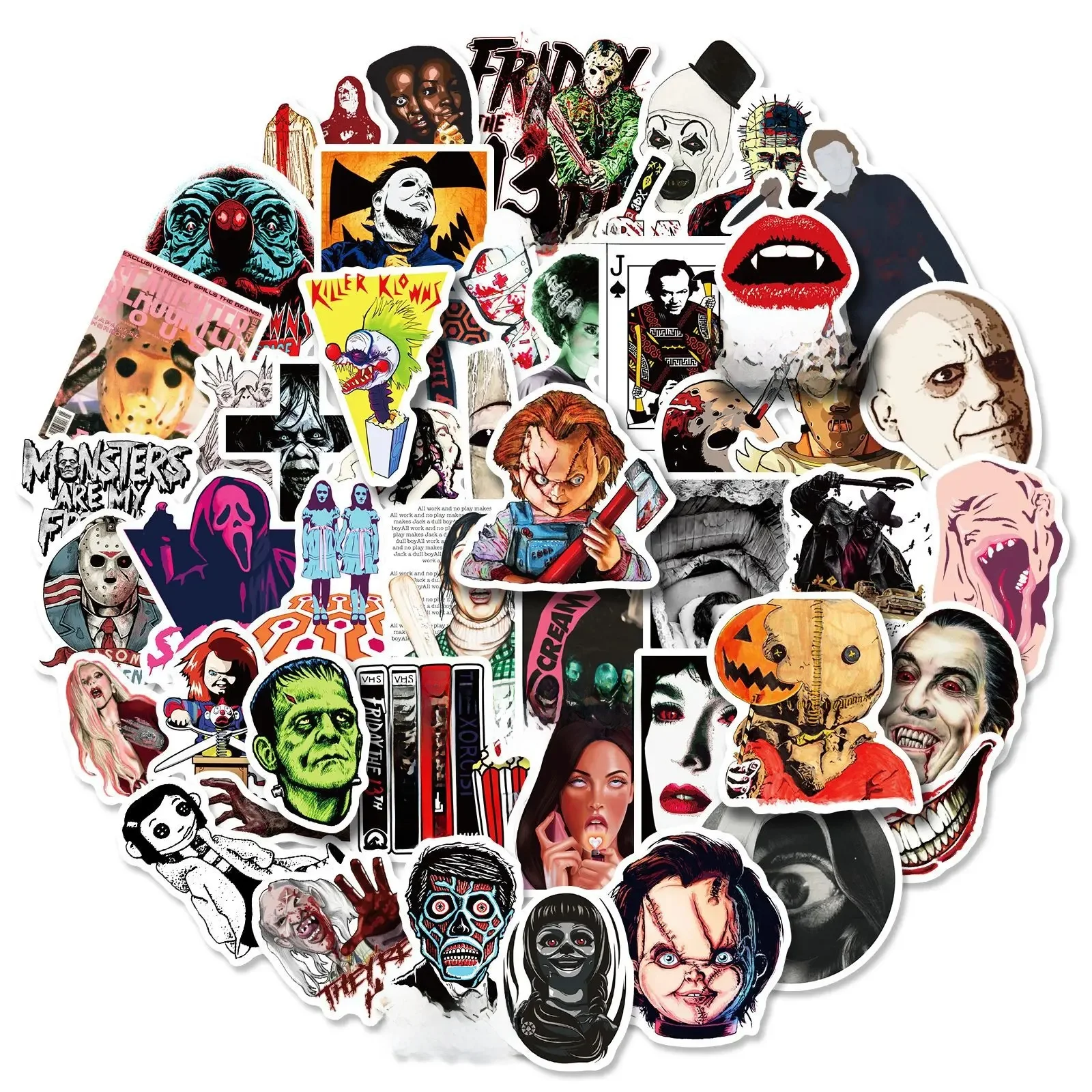 AliExpress 50Pcs Thriller Horror Movie Killer Role Character Stickers for Water Bottle Cup Laptop Guitar Car Motorcycle Bike Skateboard