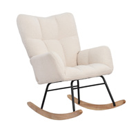 Anajqaqia Rocking Chair, Armchair, Upholstered Swing Chair with High Backrest, for Living Room Bedroom Balcony, Lambswool, Beige