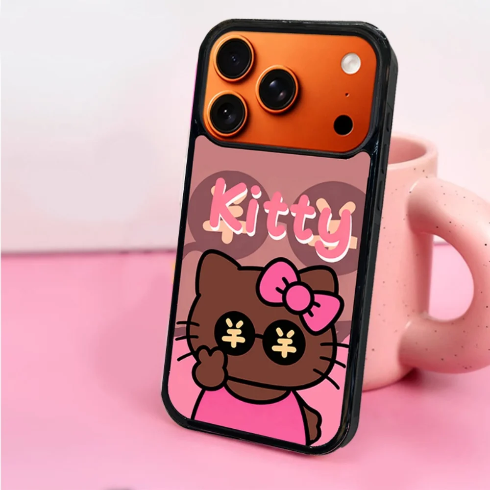 

Fashionable black leather sunglasses Hello Kitty magnetic phone case,suitable for iPhone 14/15/16/17Pro Max, new protective case