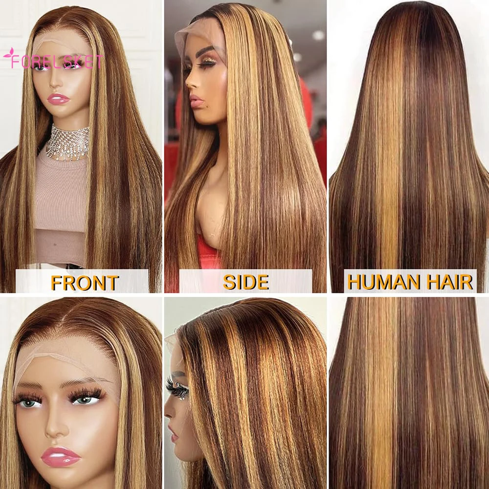 Forel sketombre glattes menschliches Haar Perücke blonde Ombre Spitze Front Perücke menschliches Haar 13x4 vor gezupft mit Babyhaar Dichte