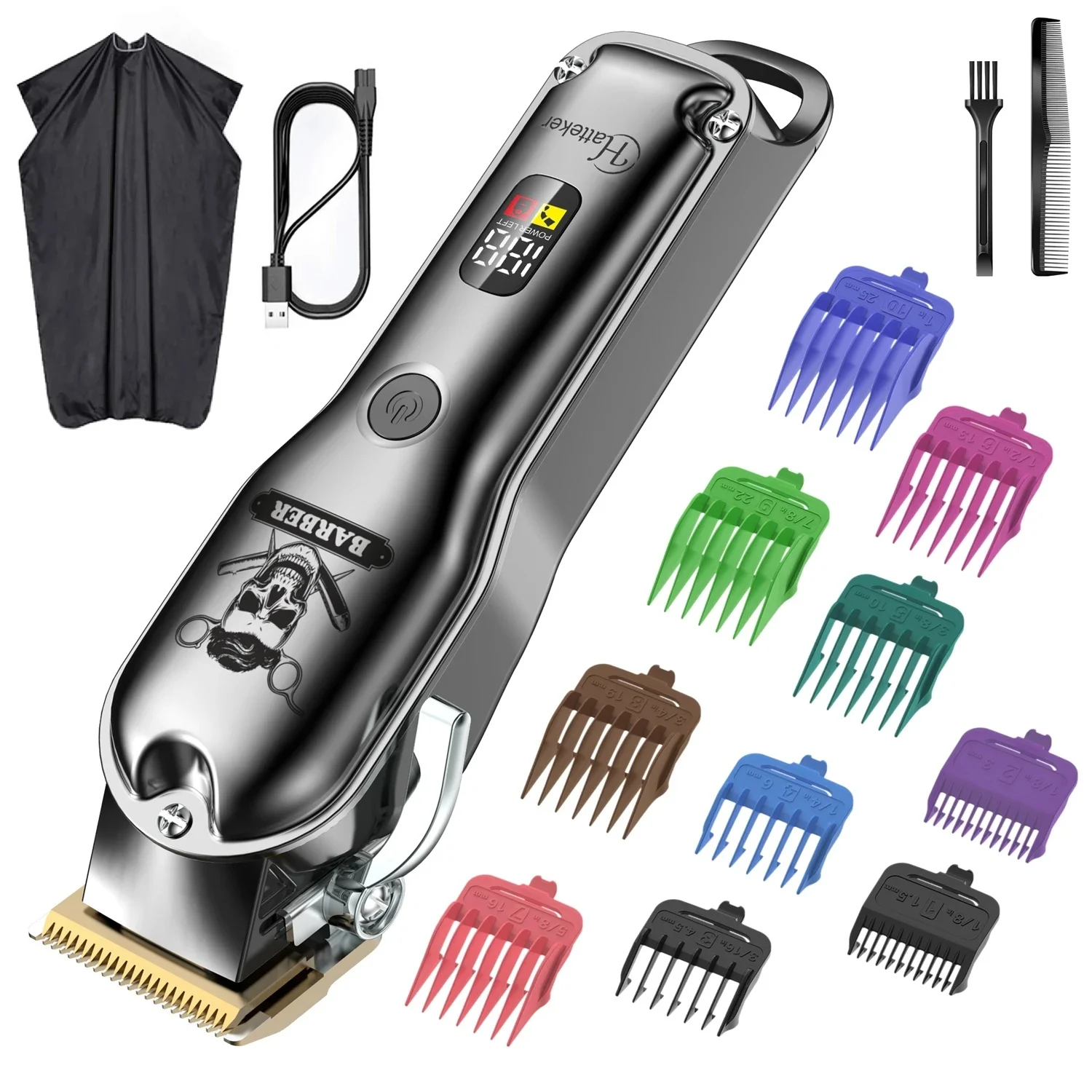 HATTEKER Haarschneidemaschine, professioneller Haarschneider, Bartschneider, Friseur, USB wiederaufladbar, elektrischer Akku-Trimmer für Männer