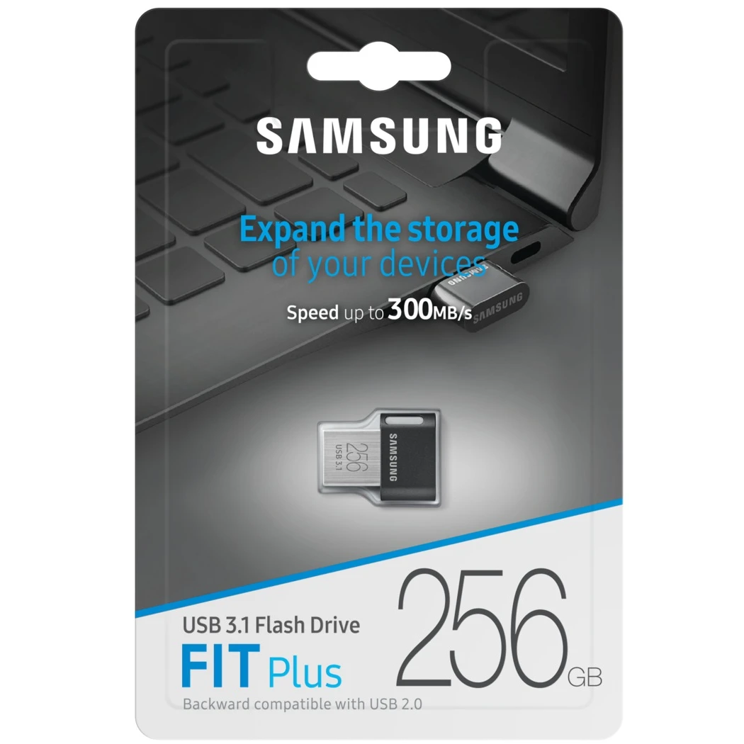 SAMSUNG FIT Plus USB 3.1 Flash Drive, 256GB Storage Expansion for Laptop, Tablet, Smart TV, Car Audio System, Gaming Console, AtoC OTG converter gender set QWE