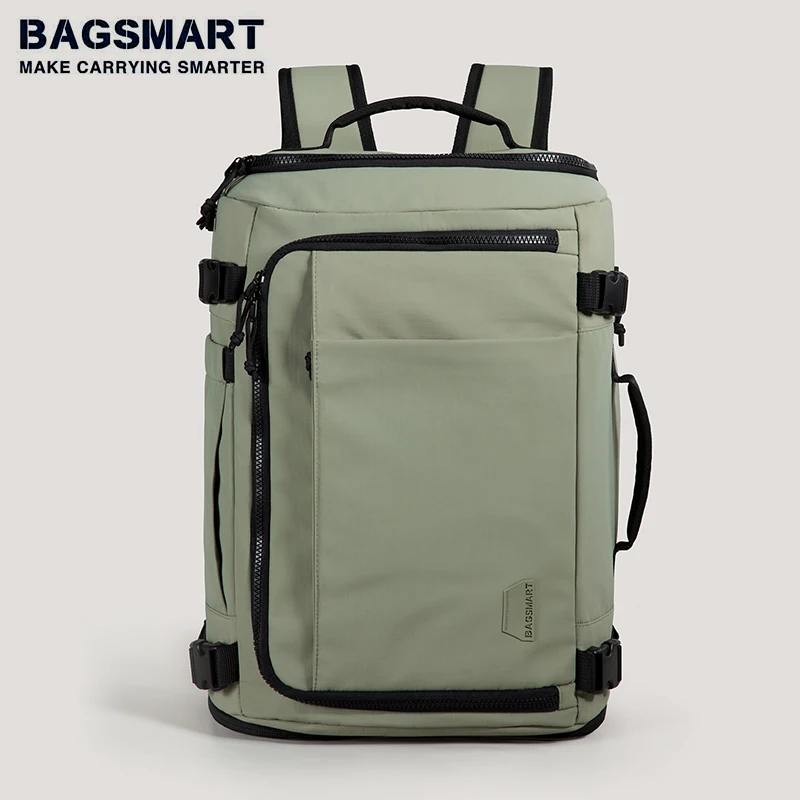 BAGSMART-mochila de viaje para hombre y mujer, morral para ordenador portátil de senderismo con bolsillo para zapatos, impermeable, grande, 50L