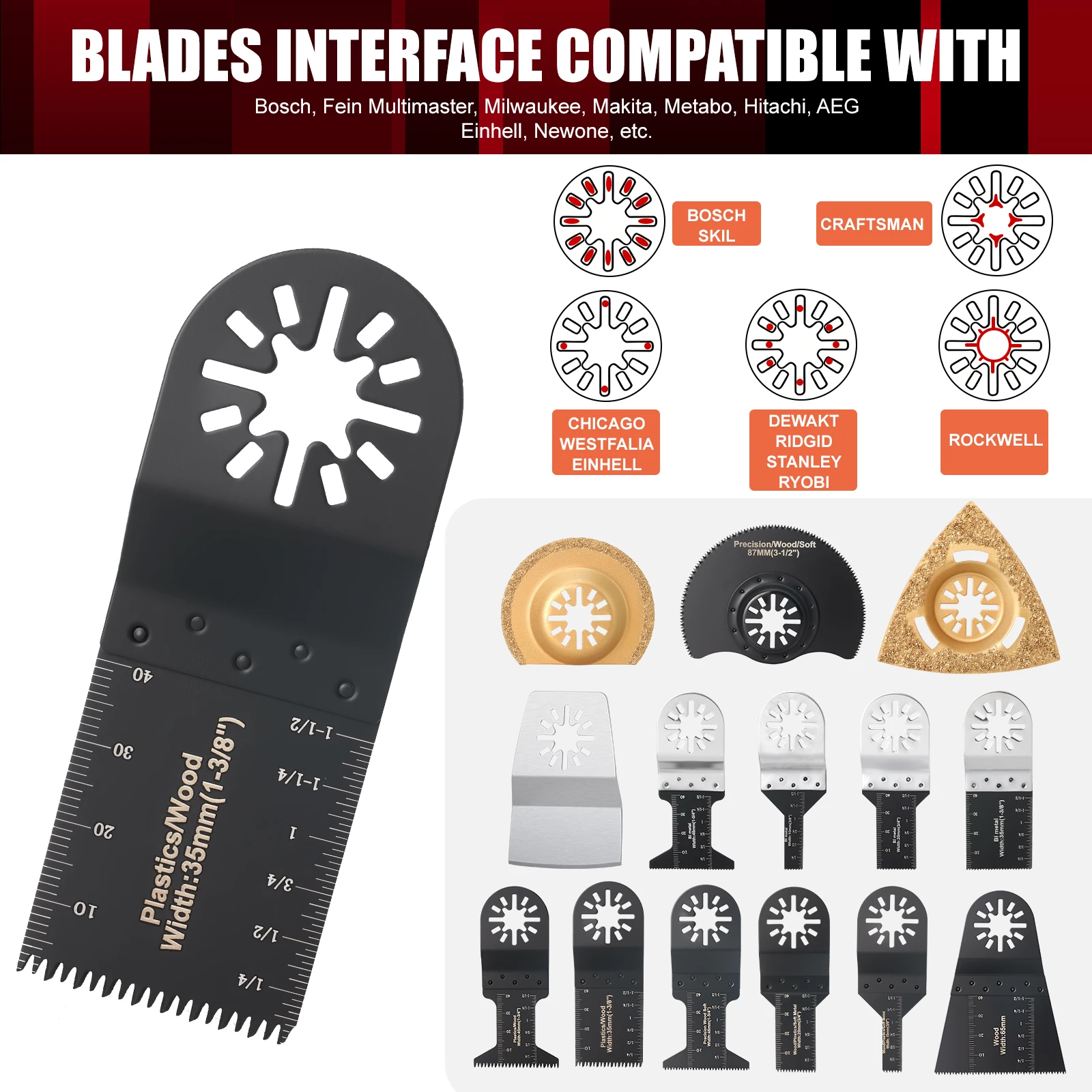 10-42Pcs Oscillating Saw Blades Set Universal Closed-Back Multitool Blades for Wood Plastic Metal Fits Most Oscillating Tools